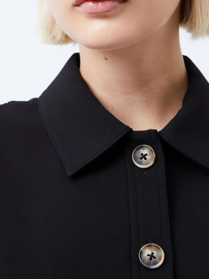French Connection Azra Twill Sleeveless Button Mini Dress Black Women Dresses