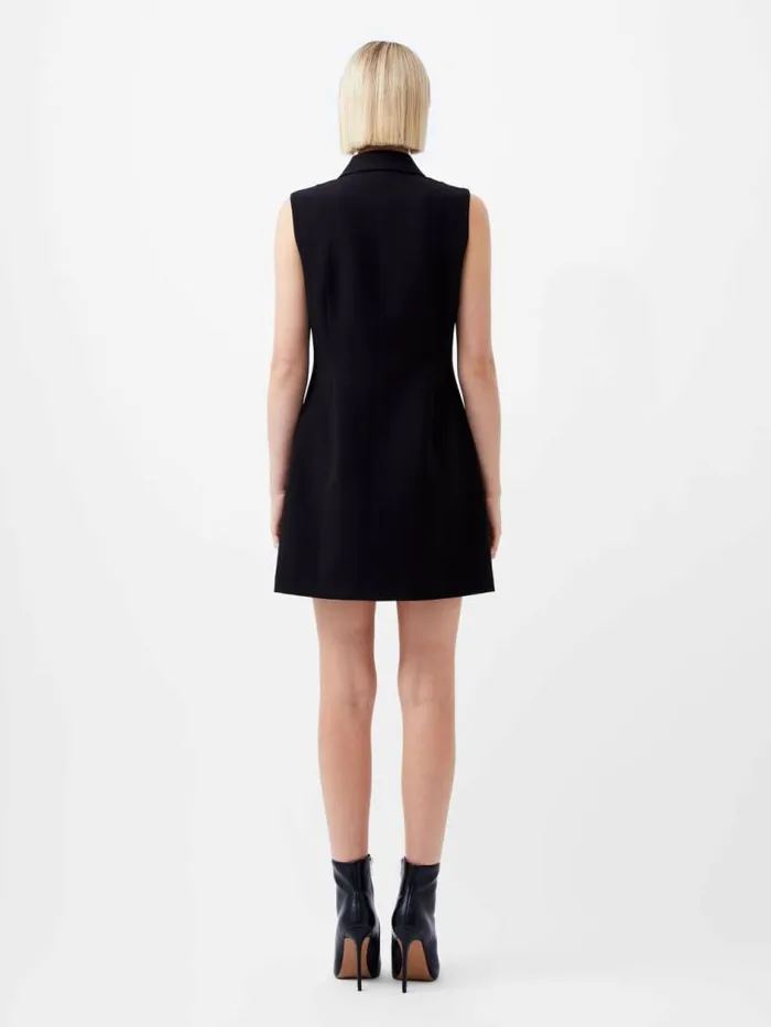 French Connection Azra Twill Sleeveless Button Mini Dress Black Women Dresses