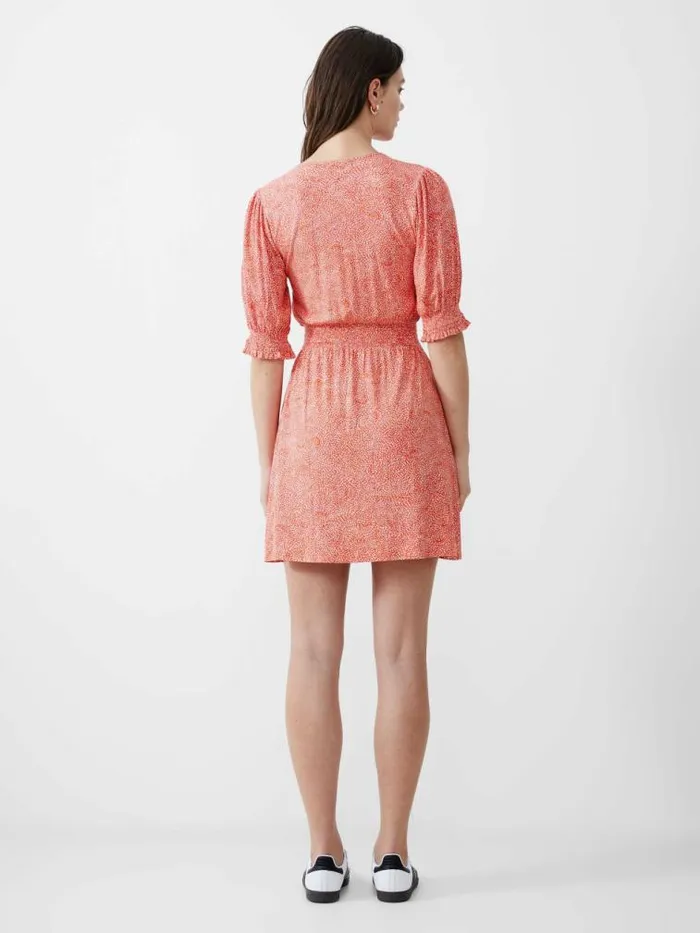 French Connection Bernice Shirred Mini Dress Mandarinseapinkivr Women Dresses