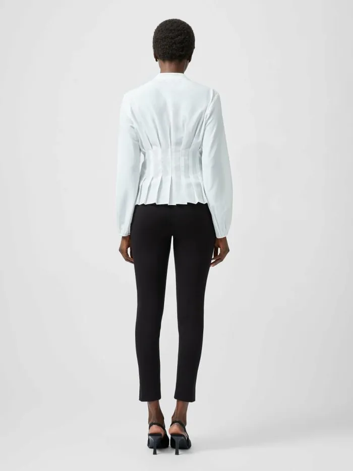 French Connection Capriana Crepe Pleat Button Down Top Summer White Women Tops