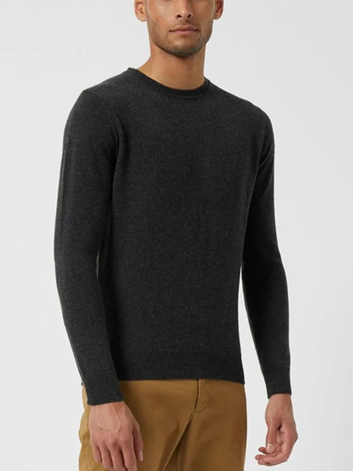 French Connection Cashmere Knit Jumper Charcoal Mel Men Knitwear