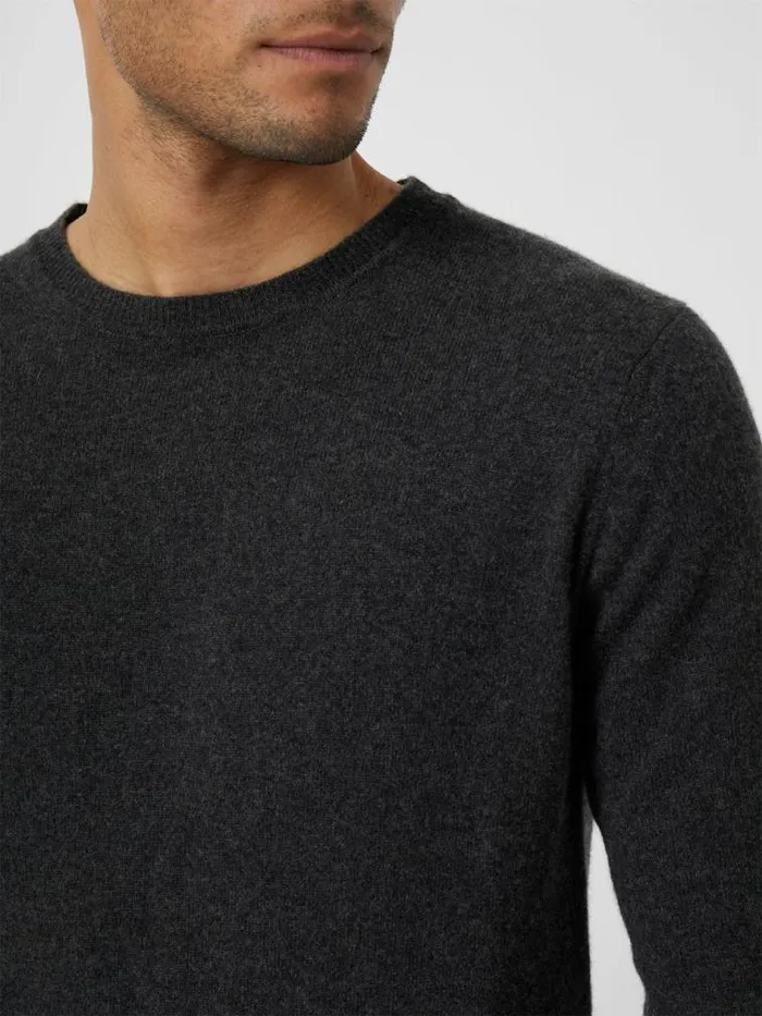 French Connection Cashmere Knit Jumper Charcoal Mel Men Knitwear