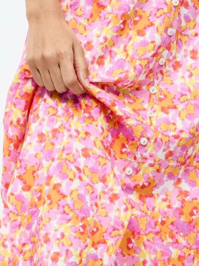 French Connection Cass Button Dress Persimmon Women Dresses
