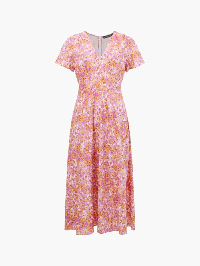 French Connection Cass Button Dress Persimmon Women Dresses