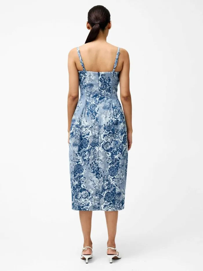 French Connection Charlotte Denim Jacquard Dress Light Wash Women Dresses