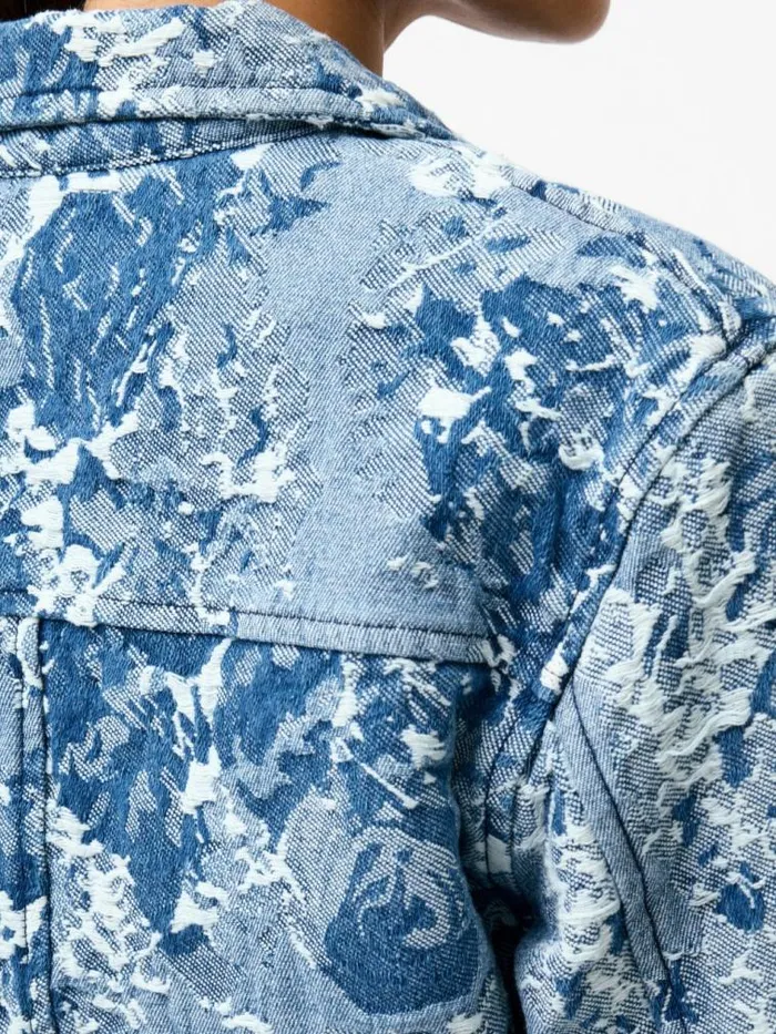 French Connection Charlotte Denim Jacquard Jacket Light Wash Women Coats and Jackets