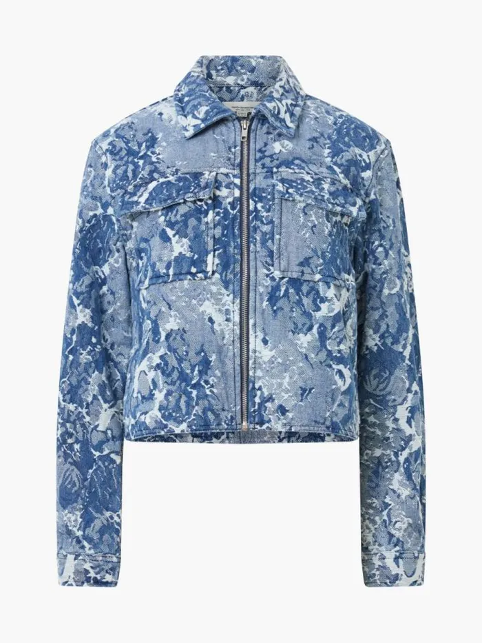 French Connection Charlotte Denim Jacquard Jacket Light Wash Women Coats and Jackets