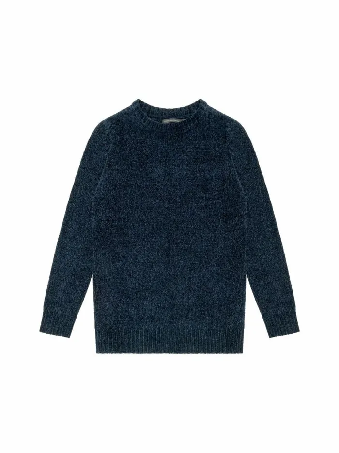 French Connection Chenille Crew Neck Jumper Marine Men Knitwear