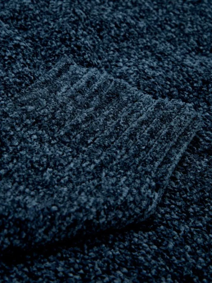French Connection Chenille Crew Neck Jumper Marine Men Knitwear