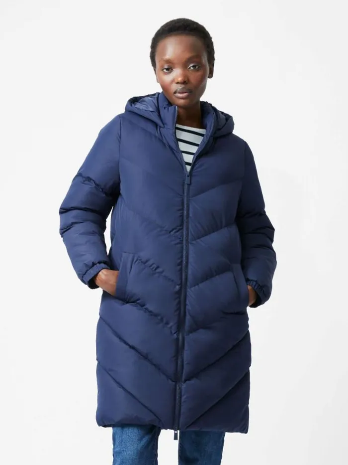 French Connection Chevron Hooded Puffer Coat Midnight Women Coats and Jackets French Connection Chevron Hooded Puffer Coat Midnight Women Coats and Jackets
