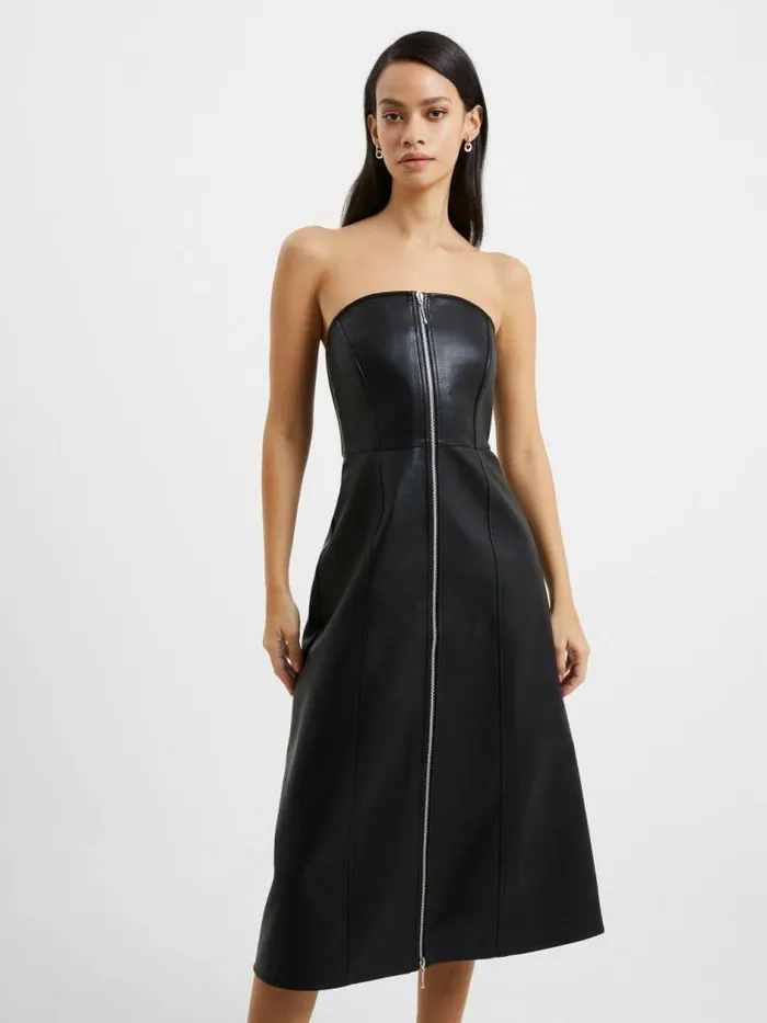 French Connection Claudia PU Dress Blackout Women Dresses