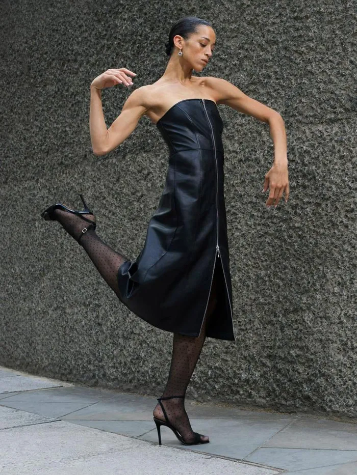 French Connection Claudia PU Dress Blackout Women Dresses