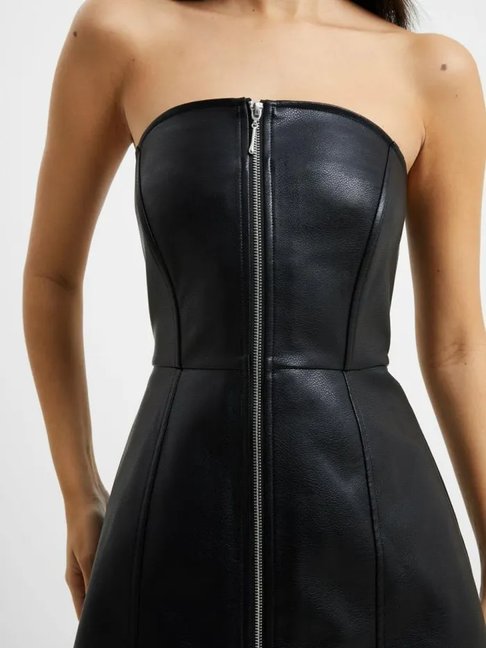 French Connection Claudia PU Dress Blackout Women Dresses