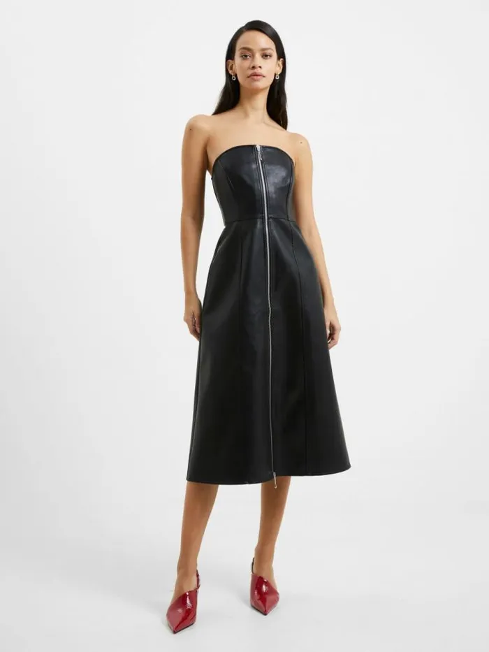 French Connection Claudia PU Dress Blackout Women Dresses
