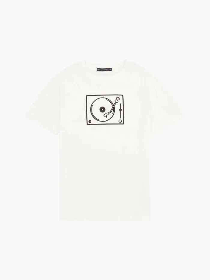 French Connection Deck Embroided Organic TShirt Linen White Men TShirts and Polo Shirts