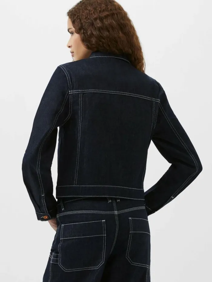 French Connection Denver Denim Contrasting Stitch Jacket Clean Indigo Denim Women Coats and Jackets