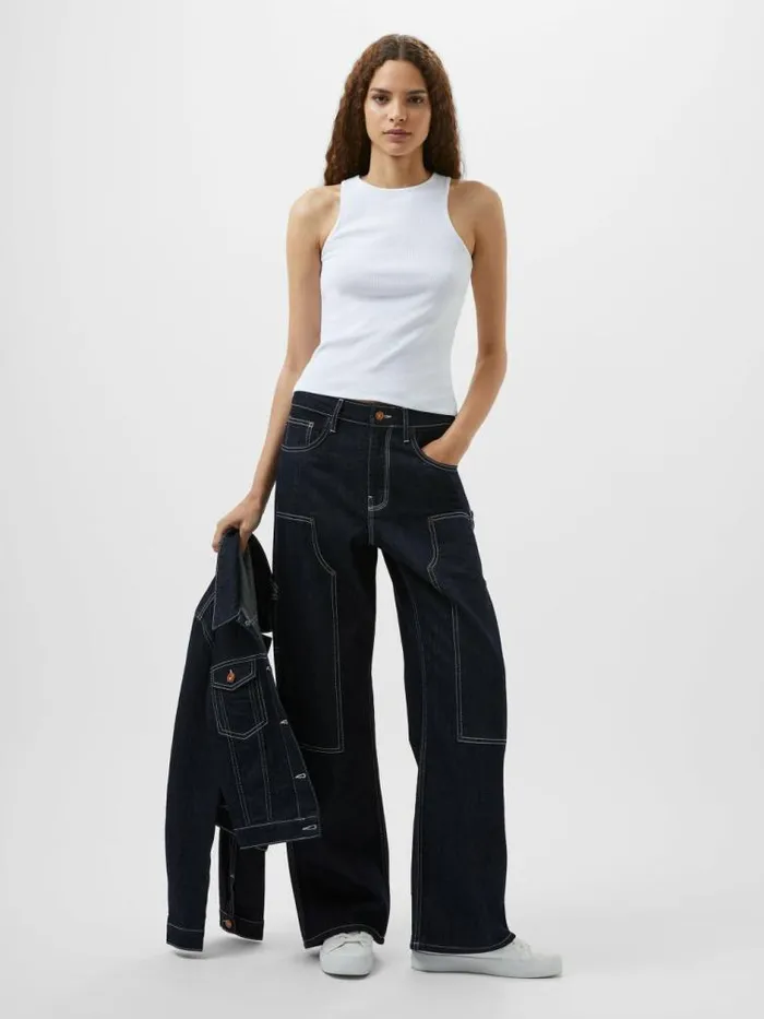 French Connection Denver Denim Contrasting Stitch Relaxed Jeans Clean Indigo Denim Women Trousers French Connection Denver Denim Contrasting Stitch Relaxed Jeans Clean Indigo Denim Women Trousers