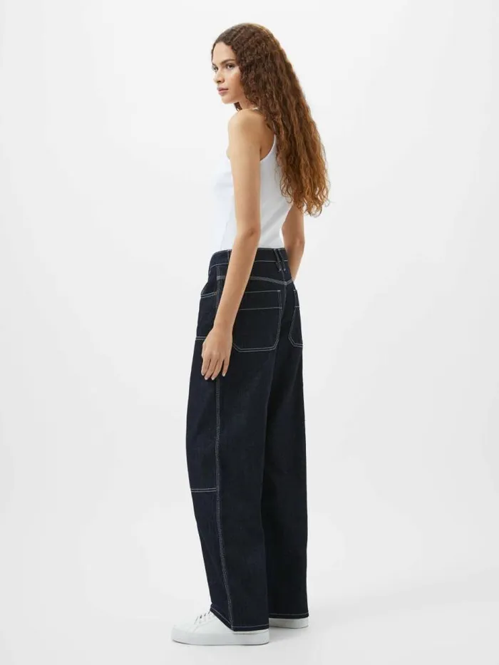 French Connection Denver Denim Contrasting Stitch Relaxed Jeans Clean Indigo Denim Women Trousers