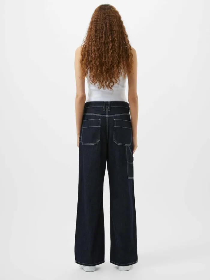 French Connection Denver Denim Contrasting Stitch Relaxed Jeans Clean Indigo Denim Women Trousers