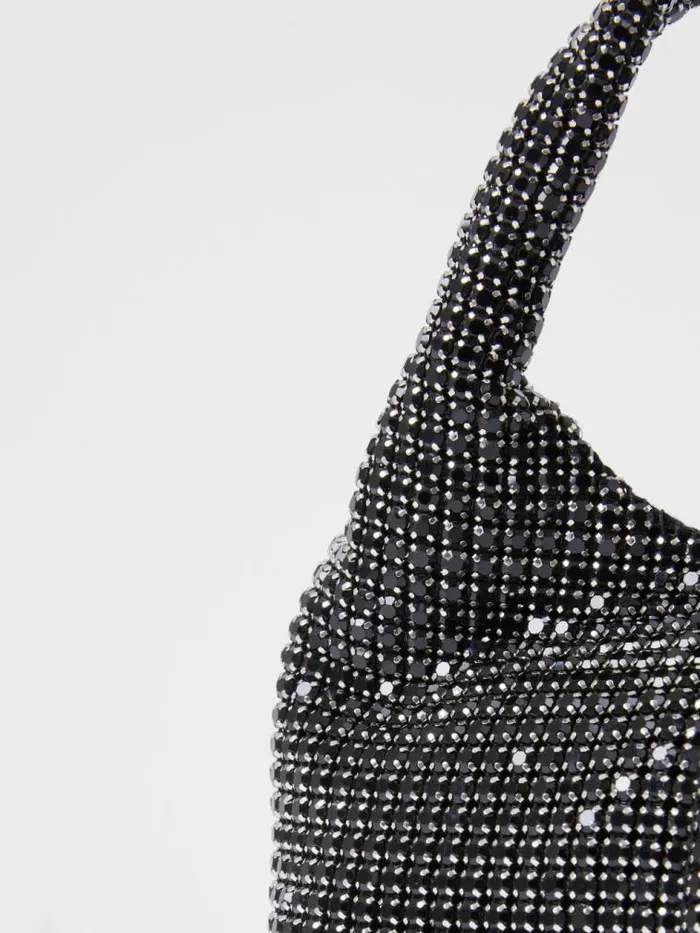 French Connection Diamante Bucket Bag Black Women Bags and Purses