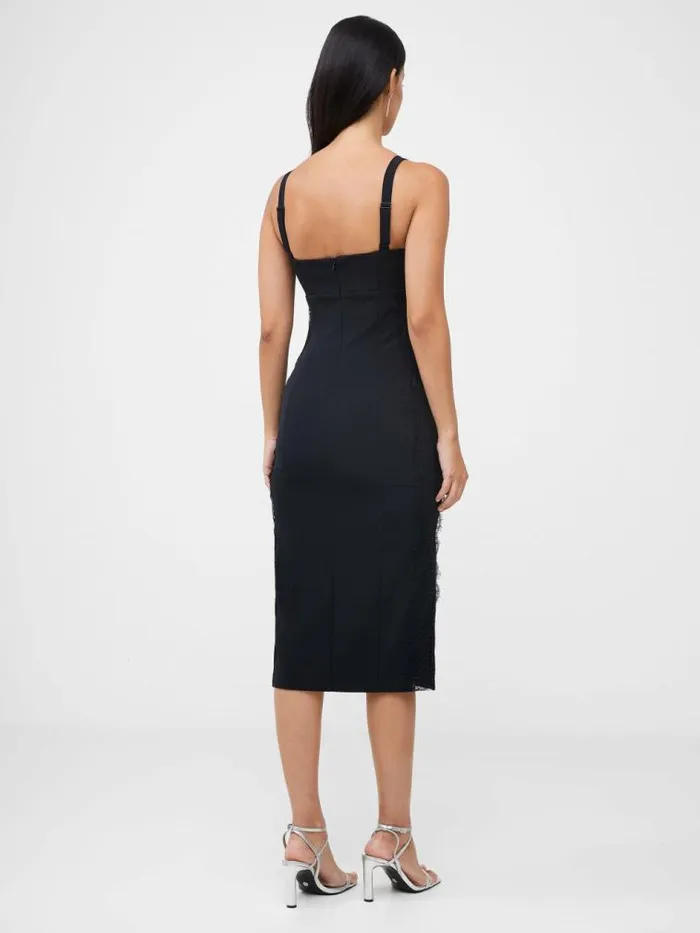 French Connection Echo Crepe Lace Dress Blackout Women Dresses