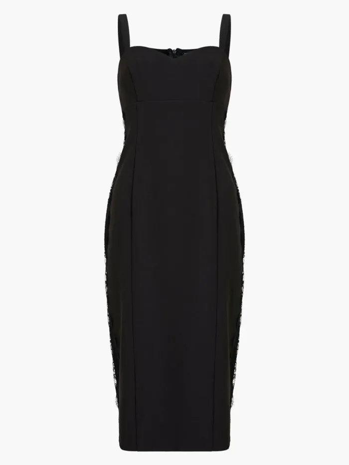 French Connection Echo Crepe Lace Dress Blackout Women Dresses