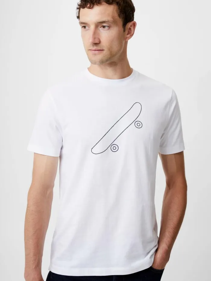 French Connection Embroidered Skateboard Graphic TShirt White Men TShirts and Polo Shirts French Connection Embroidered Skateboard Graphic TShirt White Men TShirts and Polo Shirts