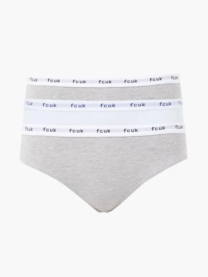 French Connection FCUK 3 Pack Briefs Greywhite Women Underwear and Socks