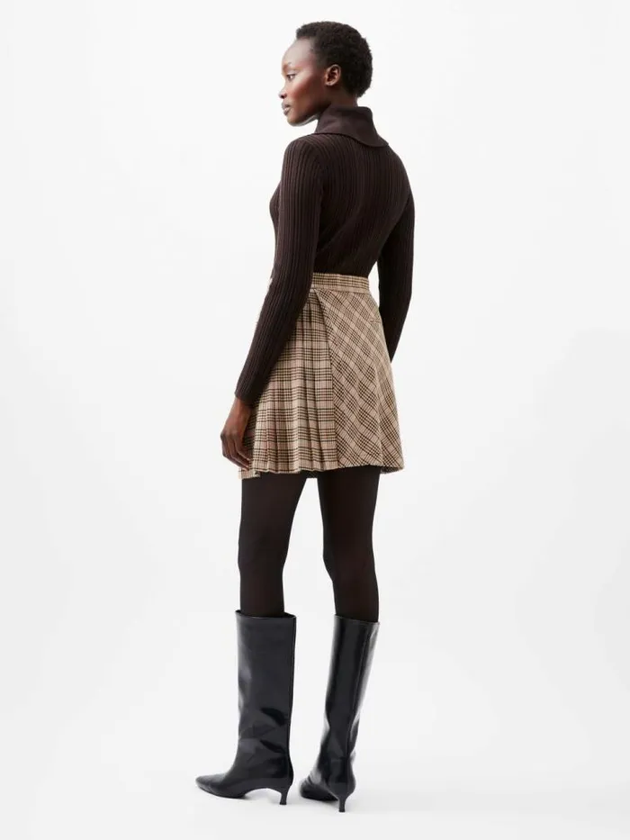 French Connection Gina Check Pleated Mini Skirt Pink Check Women Skirts