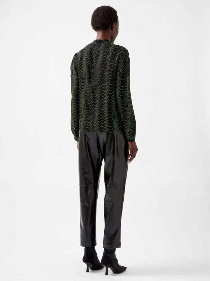 French Connection Grace Alohi Keyhole Blouse Blackoutvivid Green Women Tops