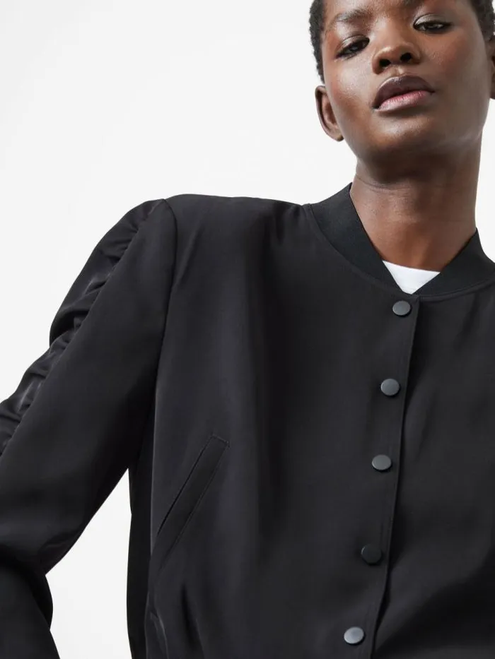 French Connection Harrie Suiting Bomber Jacket Blackout Women Coats and Jackets French Connection Harrie Suiting Bomber Jacket Blackout Women Coats and Jackets