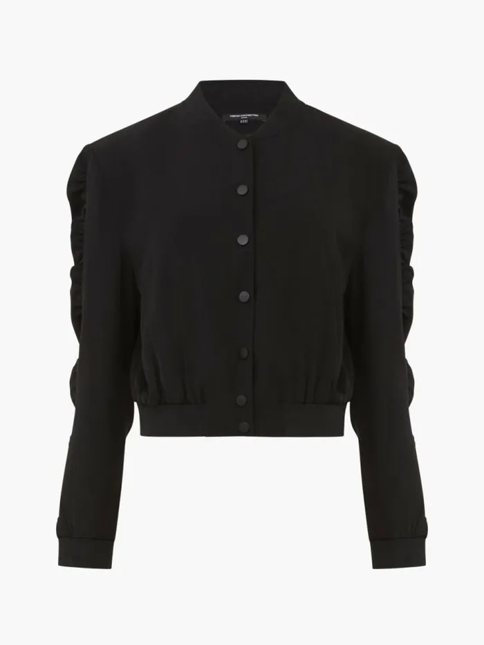 French Connection Harrie Suiting Bomber Jacket Blackout Women Coats and Jackets