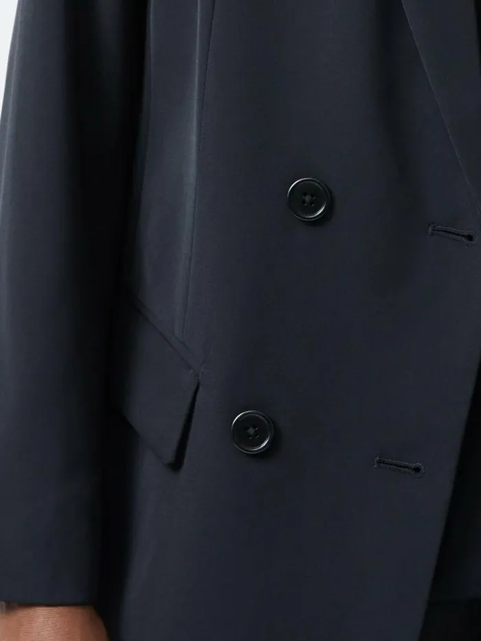 French Connection Harrie Suiting Double Breasted Blazer Blackout Women Coats and Jackets