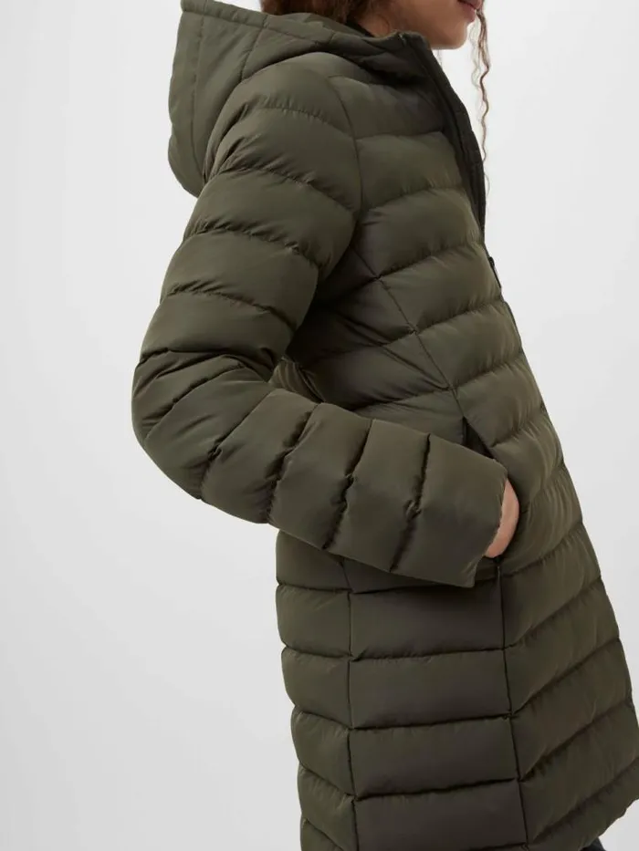 French Connection Hooded Puffer Coat Khaki Women Coats and Jackets