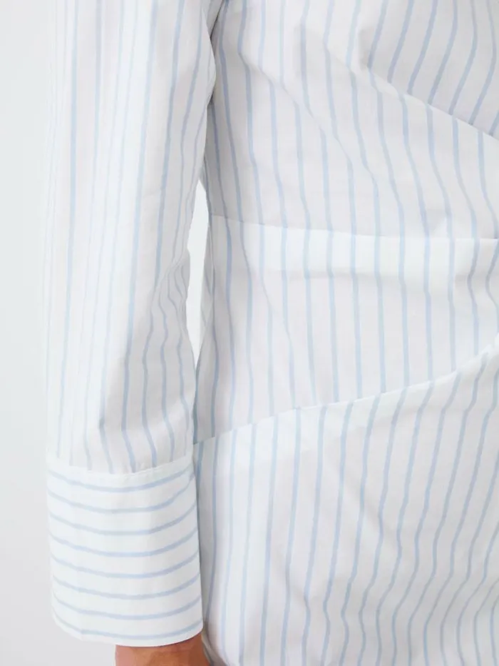 French Connection Isabelle Striped Poplin Shirt Dress Linen Whitecashmere Women Dresses