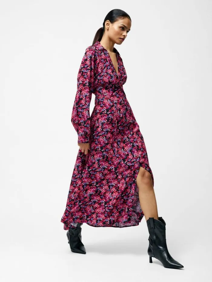 French Connection Jennifer Eco Midi Dress Blackpink Multi Women Dresses