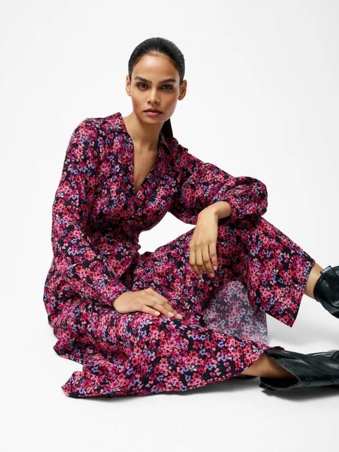 French Connection Jennifer Eco Midi Dress Blackpink Multi Women Dresses