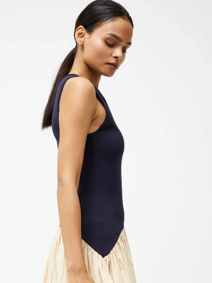 French Connection Kayle Jia Mix Midi Dress Navybiscuit Women Dresses