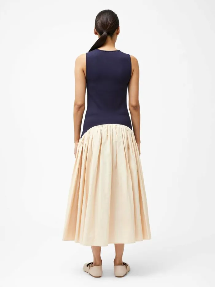 French Connection Kayle Jia Mix Midi Dress Navybiscuit Women Dresses