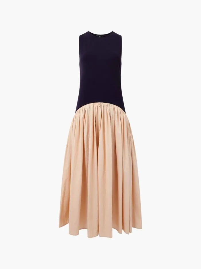 French Connection Kayle Jia Mix Midi Dress Navybiscuit Women Dresses