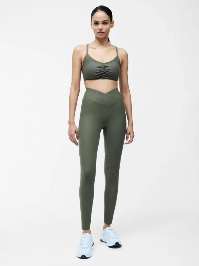 French Connection Khaki HighWaisted Crossover Gym Leggings Khaki Women Trousers
