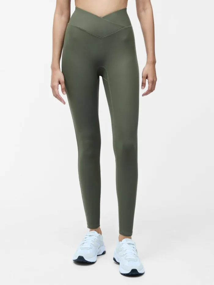 French Connection Khaki HighWaisted Crossover Gym Leggings Khaki Women Trousers