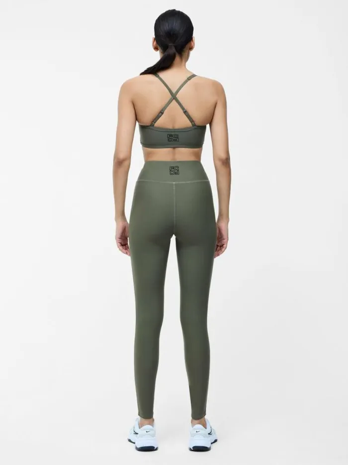 French Connection Khaki HighWaisted Crossover Gym Leggings Khaki Women Trousers