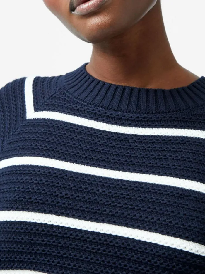 French Connection Lily Mozart Striped Crew Neck Jumper Navysummer White Women Jumpers and Cardigans