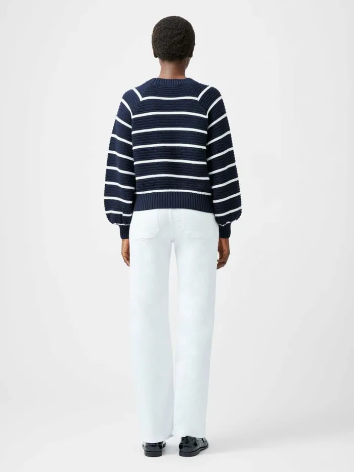 French Connection Lily Mozart Striped Crew Neck Jumper Navysummer White Women Jumpers and Cardigans