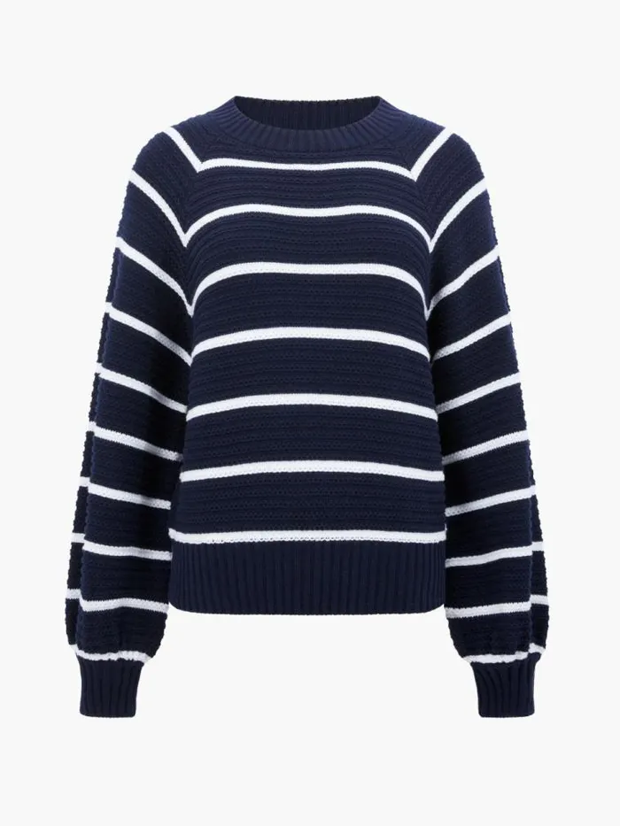French Connection Lily Mozart Striped Crew Neck Jumper Navysummer White Women Jumpers and Cardigans