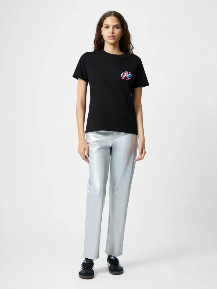 French Connection Love Embroidered Pocket TShirt Black Women Tops