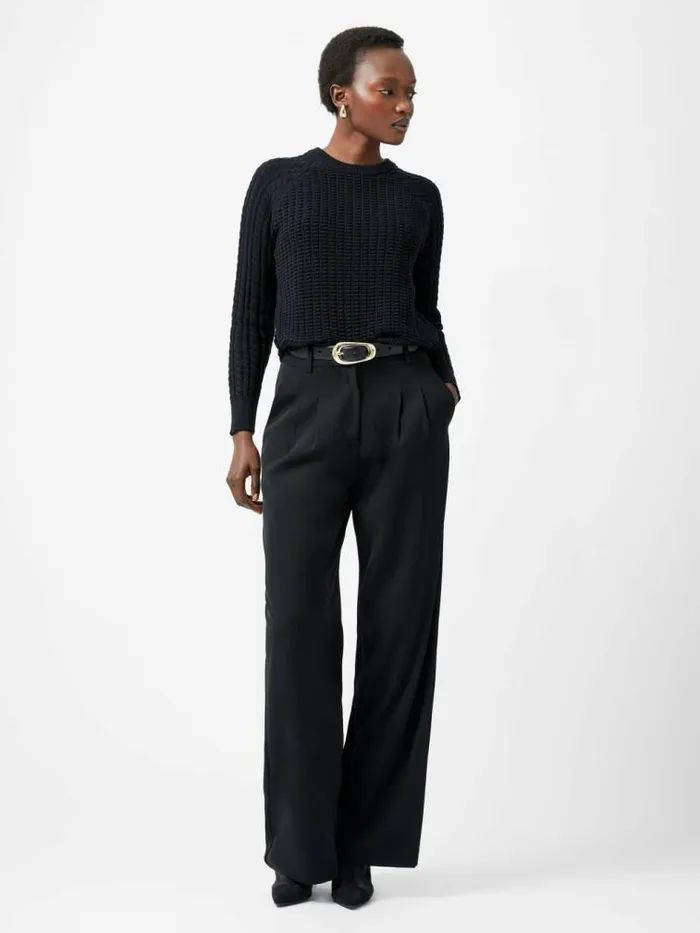 French Connection Mozart Popcorn Cable Knit Jumper Black Women Jumpers and Cardigans