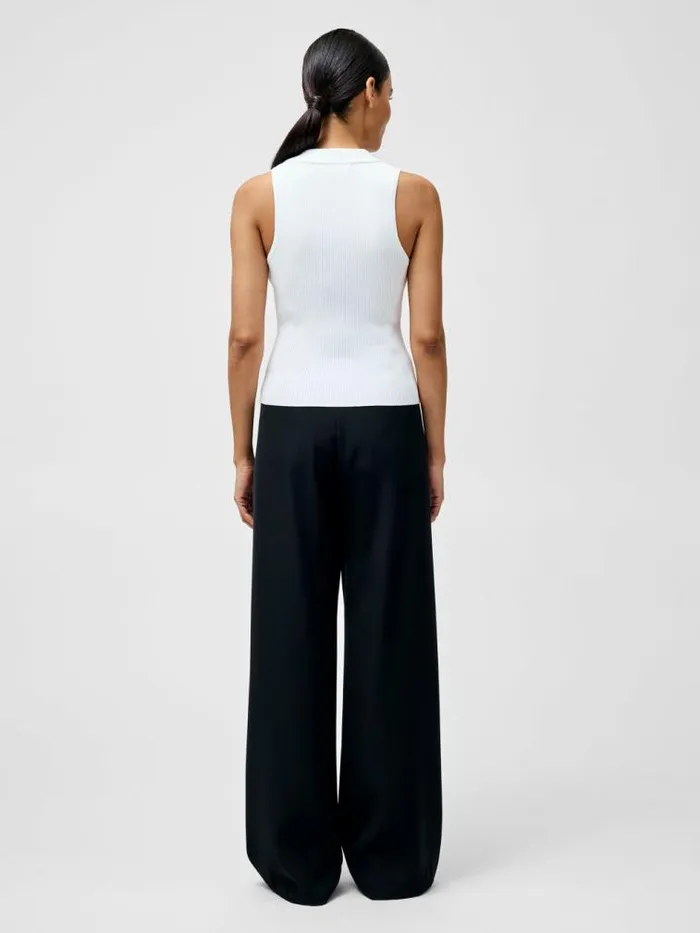 French Connection Mozza Collared V Neck Sleeveless Jumper Summer White Women Jumpers and Cardigans