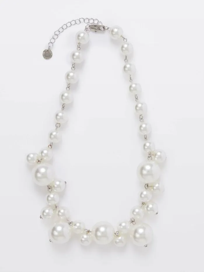 French Connection Multi Faux Pearls Cluster Necklace White Women Jewellery